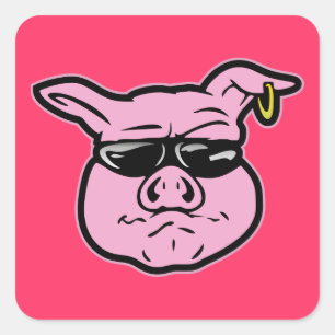 Radfahrer-Schwein Quadratischer Aufkleber