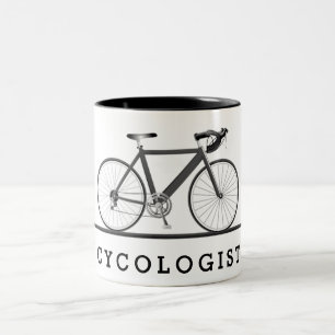 Radfahrer Text mit grauem Fahrrad Zweifarbige Tasse
