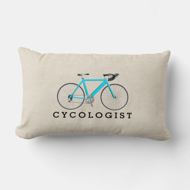 Radfahrer Turquoise Bicycle on Beige Lendenkissen (Vorderseite)