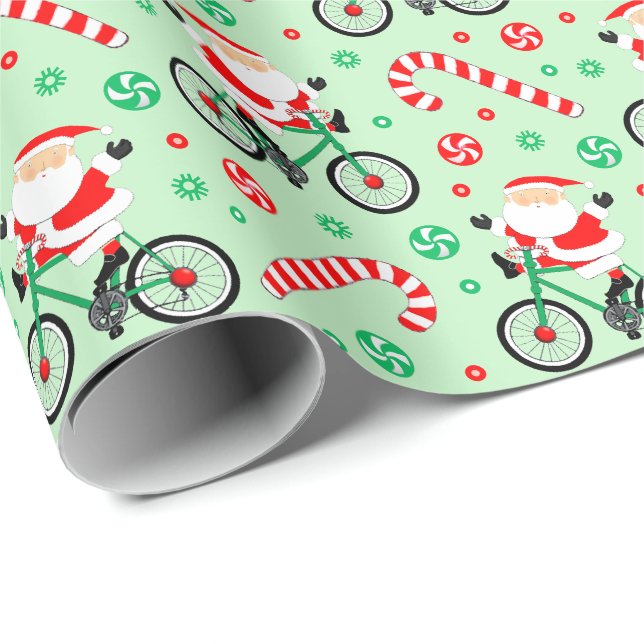 Radfahrer Weihnachts-Wrapping Papier Geschenkpapier (Rolleneckpunkt)