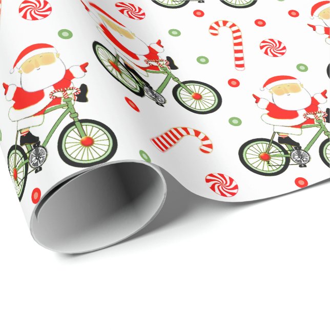 Radfahrer Weihnachtsgeschenke Wrapping Paper Geschenkpapier (Rolleneckpunkt)