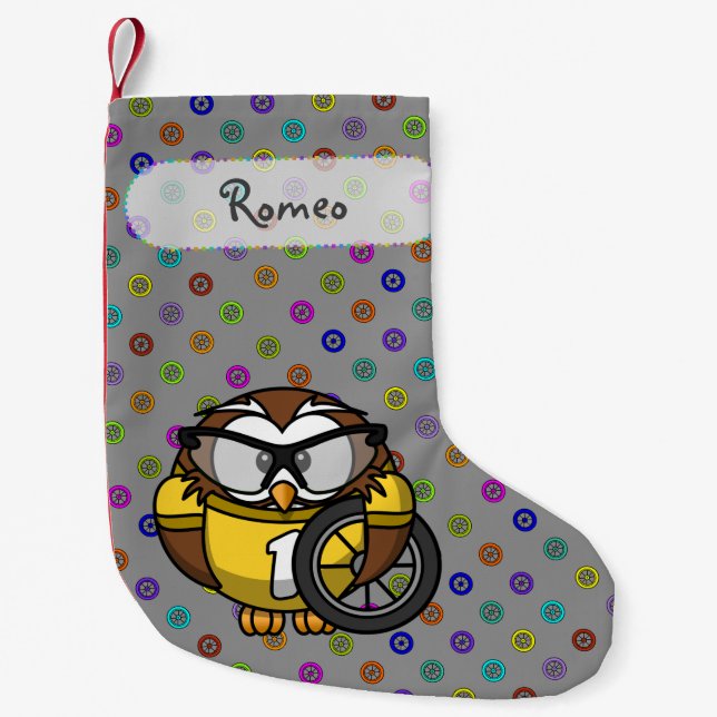 Radfahrereule Weihnachtsfest Strumpf Kleiner Weihnachtsstrumpf (Vorderseite)