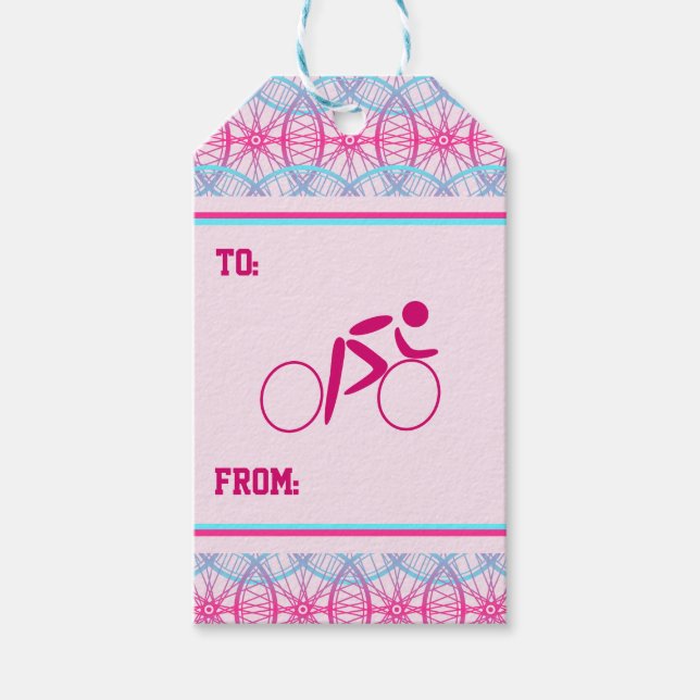 Radfahrerrad-Muster in Rosa Geschenkanhänger (Vorderseite)
