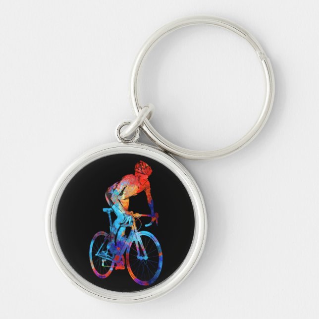 Radfahrrad Aquarellmalerei Schlüsselanhänger (Vorne)