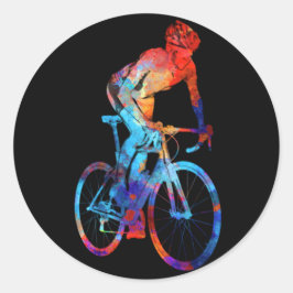 Radfahrrad Wasserfarbenmalerei Runder Aufkleber