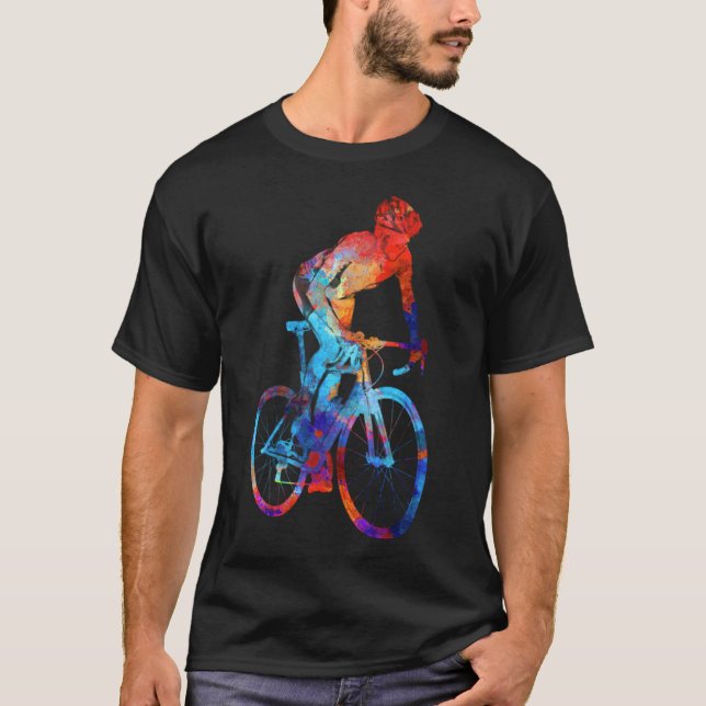 Radfahrrad Wasserfarbenmalerei T-Shirt (Vorderseite)