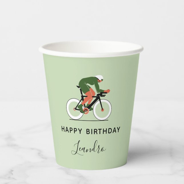 Radfahrzeuglage - Fahrradfahrername Pappbecher (Vorderseite)
