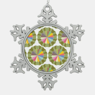 Radfarbe gemustert schneeflocken Zinn-Ornament