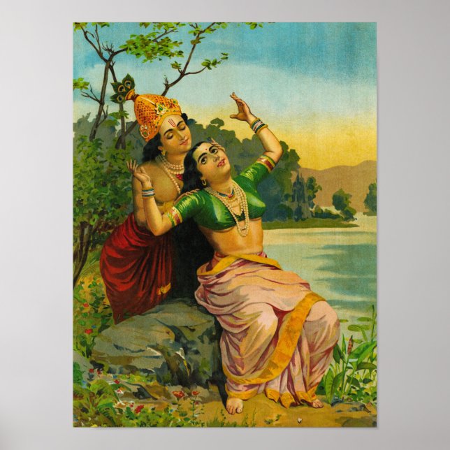 Radha Bilas von Raja Ravi Varma Poster (Vorne)