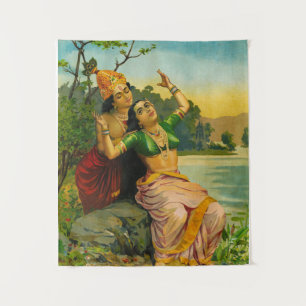 Radha Bilas von Raja Ravi Varma Wandteppich