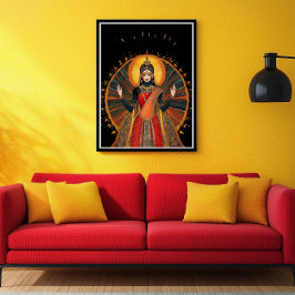 Radha Goddess of Liebe & Mitgefühl Black Red Gold Poster