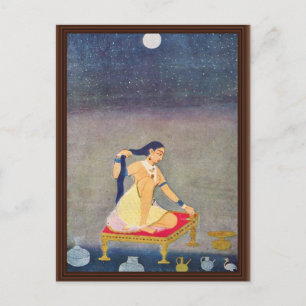 Radha in der Nacht. Mogul-Malerei ca. 1650 von Ind Postkarte