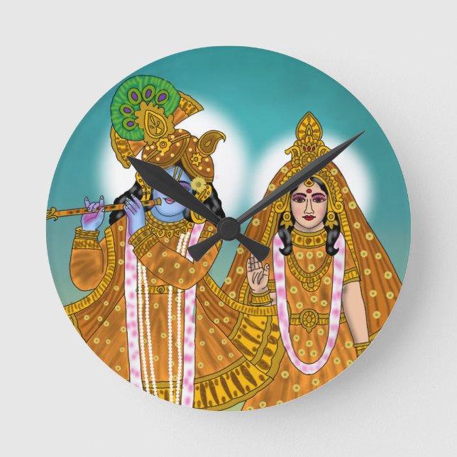 Radha Krishna Clock Runde Wanduhr (Vorderseite)