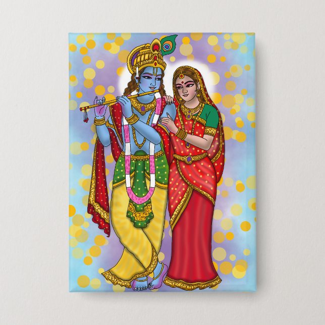 Radha Krishna Knopf Button (Vorderseite)
