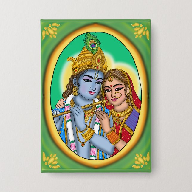 Radha Krishna Knopf Button (Vorderseite)