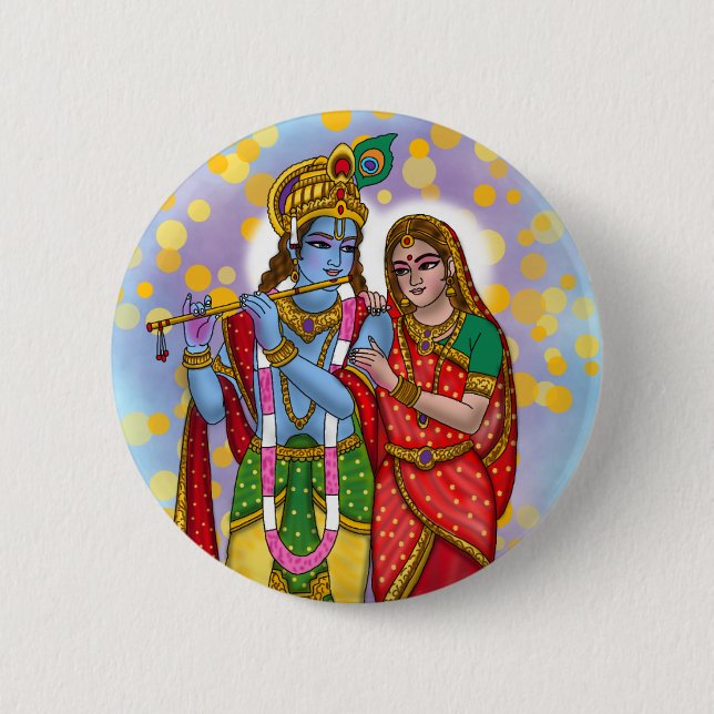 Radha Krishna Knopf Button (Vorderseite)
