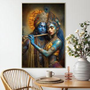 Radha Krishna Love Devine: Moderne Hindu-Malerei Postkarte