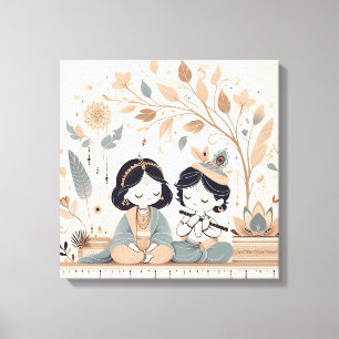 Radha Krishna Mandala Wandkunst   Spirituell  Leinwanddruck