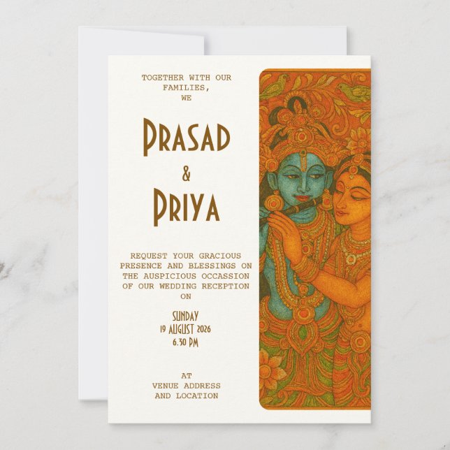 Radha Krishna Mural painting Indian Einladung (Vorderseite)