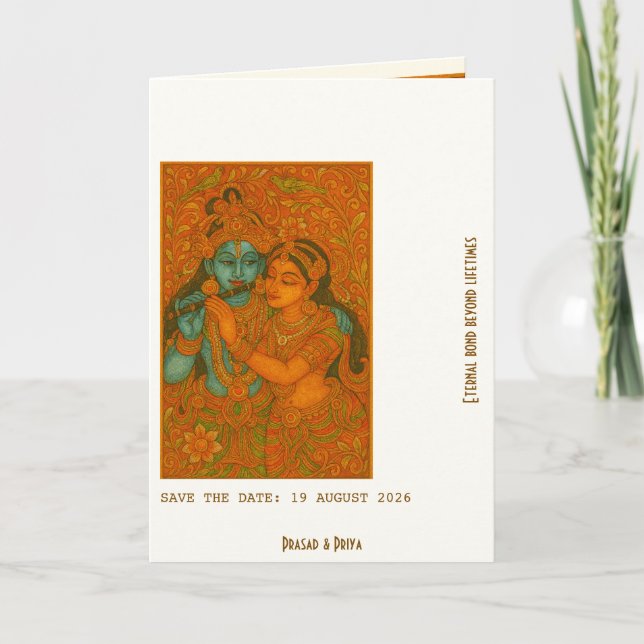 Radha Krishna Mural painting Indian Einladung (Vorderseite)