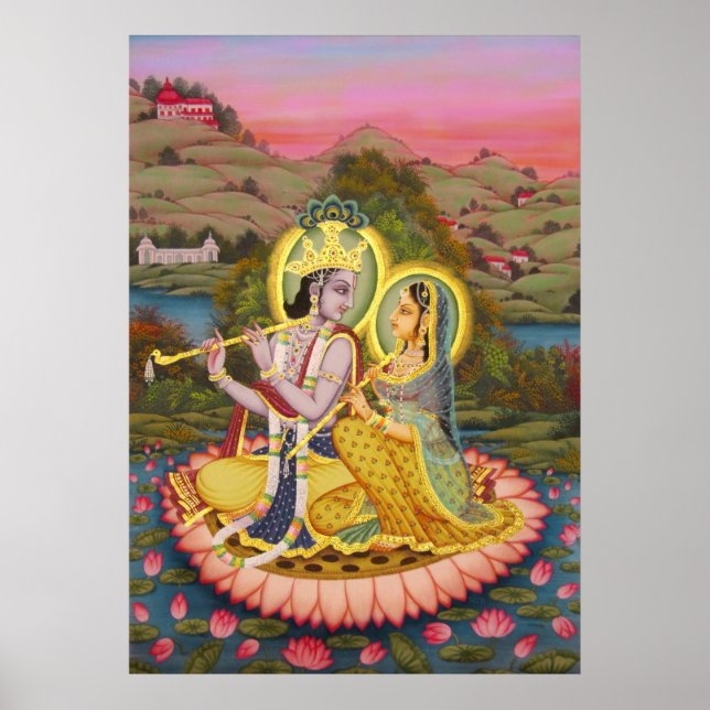 Radha Krishna on Lotus Poster (Vorne)