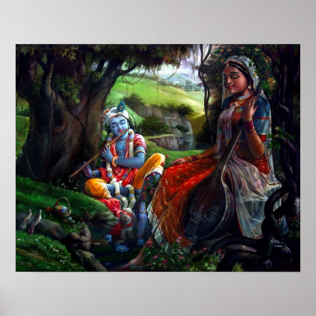 Radha Krishna Painting (Indische Mythologie) Poster (Vorne)