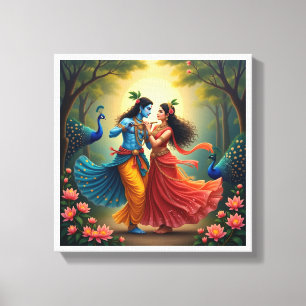 Radha Krishna spirituelle Gemälde 🌺🎶. Leinwanddruck