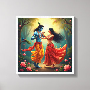 Radha Krishna spirituelle Gemälde 🌺🎶. Leinwanddruck