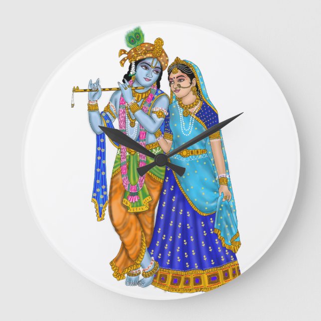 Radha Krishna-Uhr Große Wanduhr (Vorderseite)