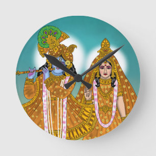 Radha Krishna-Uhr Runde Wanduhr