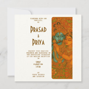 Radha Krishna Wandmalerei indisch hinduistisch Save The Date