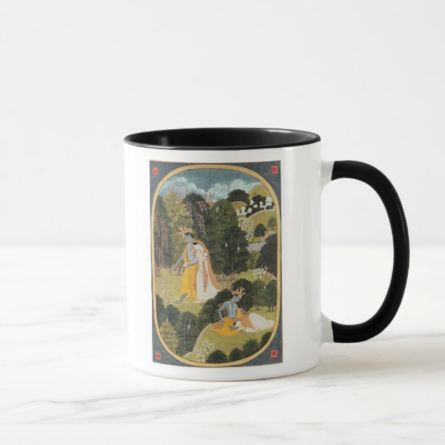 Radha und Krishna, die in eine Waldung gehen Tasse (Rechts)