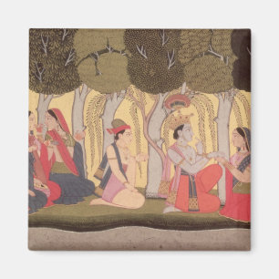 Radha und Krishna gesetzt in einer Waldung, Kulu Magnet