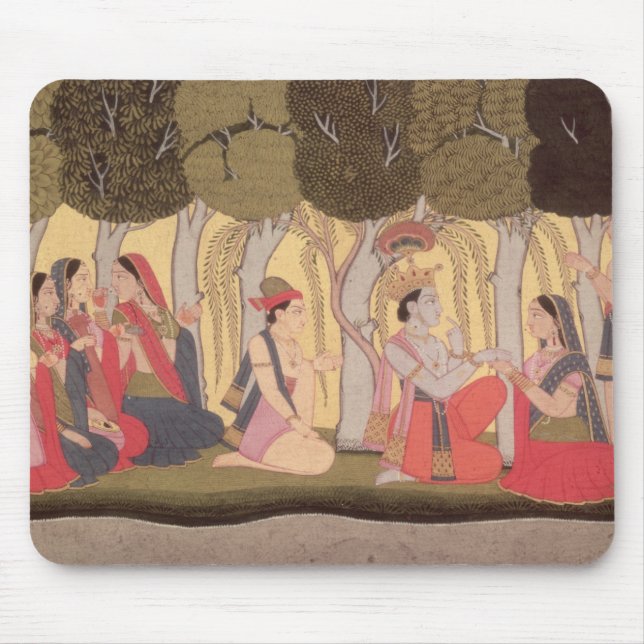 Radha und Krishna gesetzt in einer Waldung, Kulu Mousepad (Vorne)