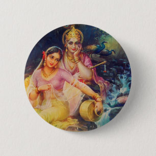 Radha und Krishna Knopf Button
