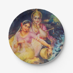 Radha und Krishna Pappteller