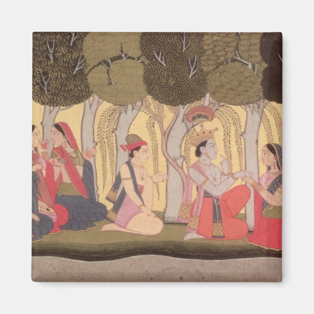 Radha und Krishna sitzen in einem Hain, Kulu Magnet (Vorne)