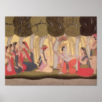 Radha und Krishna sitzen in einem Hain, Kulu
