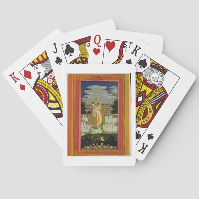 Radha und Krishna umarmen in einer idealisierten L Spielkarten (Rückseite)