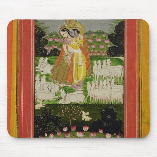 Radha und Krishna Umarmung in einem idealisierten Mousepad (Vorne)