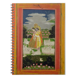 Radha und Krishna Umarmung in einem idealisierten Notizblock