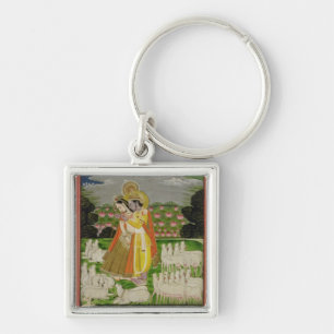Radha und Krishna Umarmung in einem idealisierten Schlüsselanhänger