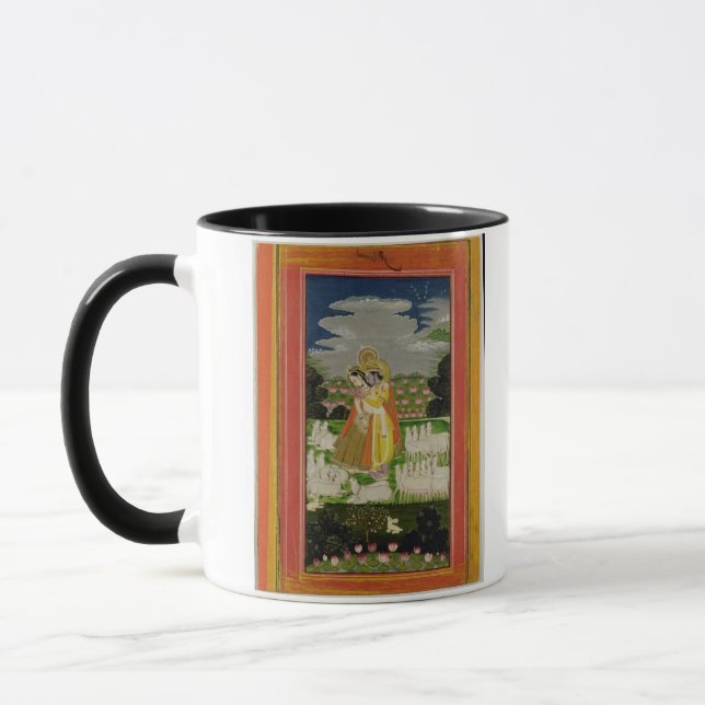 Radha und Krishna Umarmung in einem idealisierten Tasse (Links)