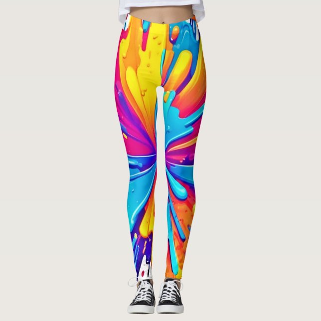 Radial Color Burst Art Leggings (Vorderseite)