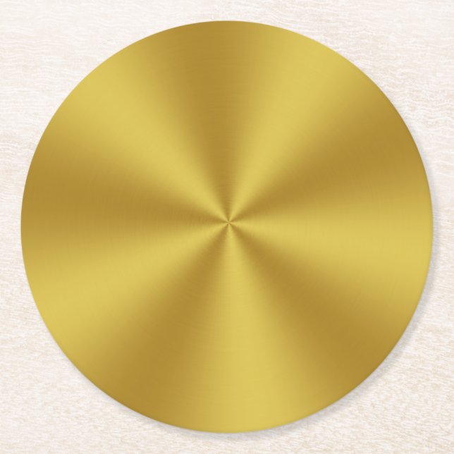 Radial | Metallic Look Imitate Gold Runder Pappuntersetzer (Vorderseite)