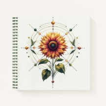 Radial Sunflower Spiral Notebook