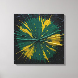 Radiale Auswirkung: grüne und gelbe Farbe platzen Leinwanddruck
