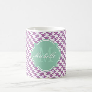 Radiale Orchid-Hahnentrittmuster Monogramm-Tasse Kaffeetasse