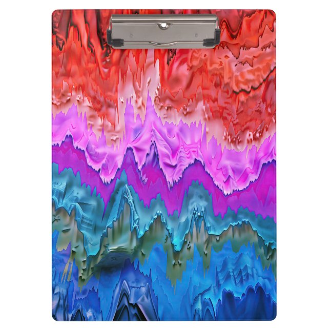 "Radiale Reflektion" Farbenfrohe Abstrakte Kunst Klemmbrett (Vorderseite)
