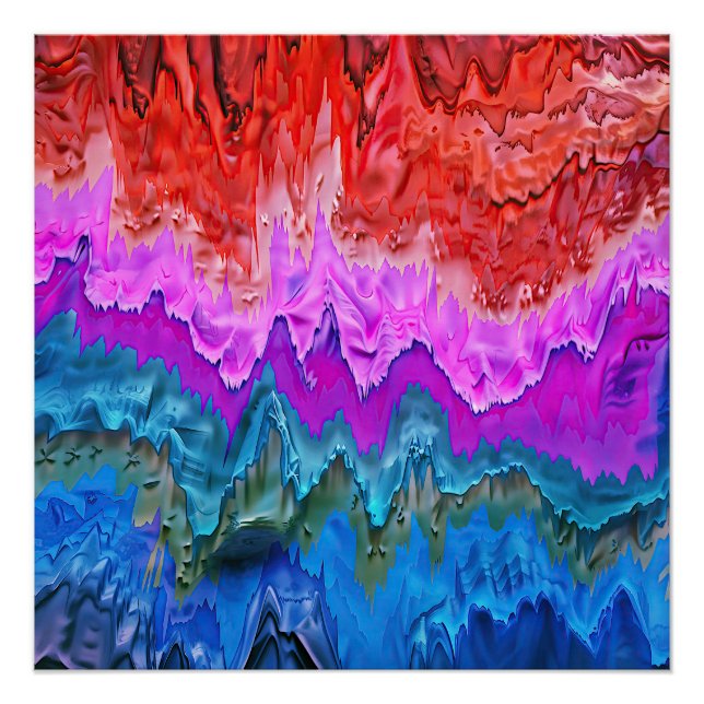 "Radiale Reflektion" Farbenfrohe Abstrakte Kunst Poster (Vorderseite)